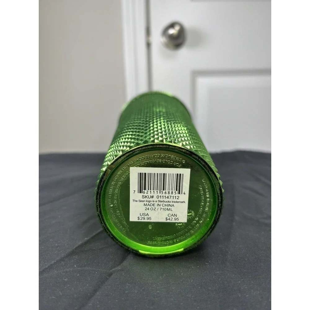Starbucks 2023 Green Chrome Studded Venti‎ Cold Cup Tumbler NWT